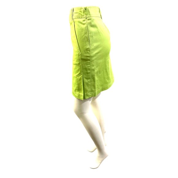 Ann Taylor LOFT Lime Green Side Zipper Cotton Spandex Durable Mini Skirt Size 10 - Picture 2 of 12